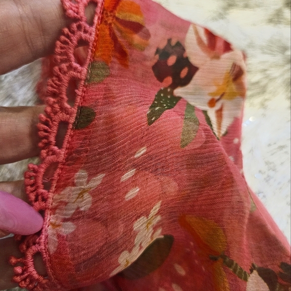 NWT Farm Rio Pink Lace Trim Top - Picture 7 of 14